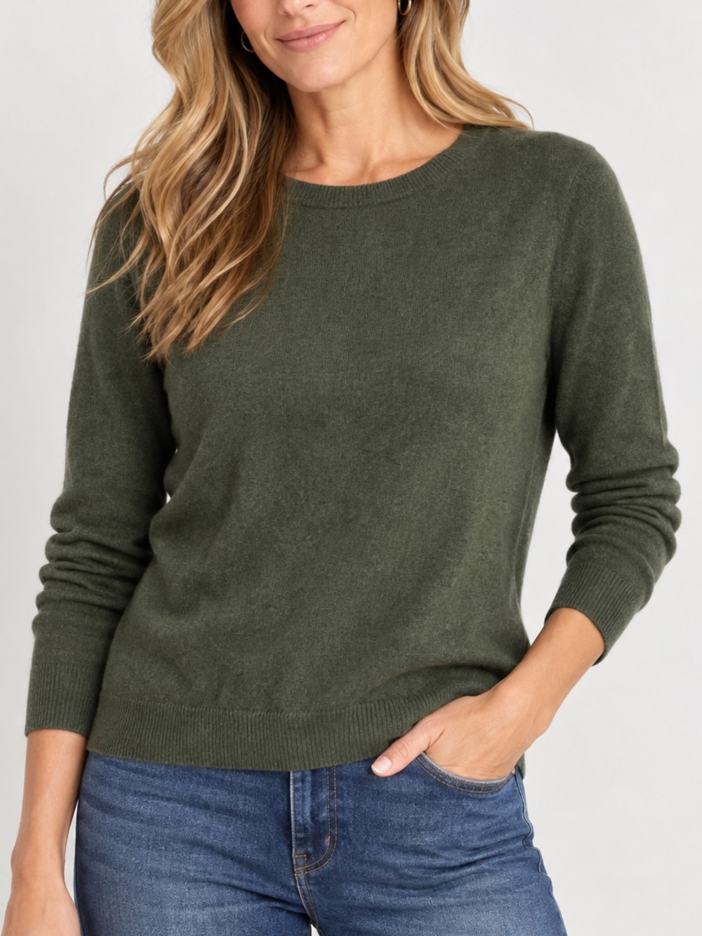 Charter Club 100% Cashmere Olive Green Crewneck Sweater XL